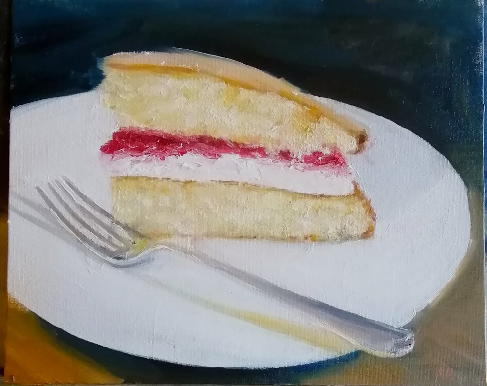  Victoria sponge  Oil on board  31x26cm  not currently available 