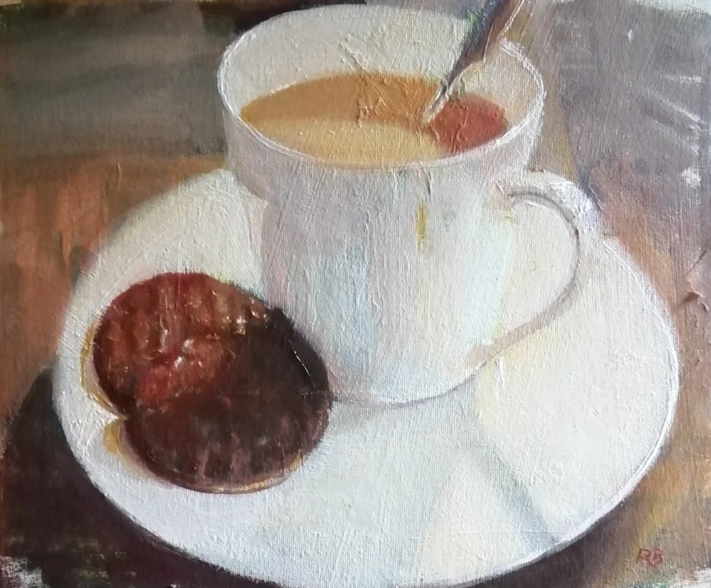  Builders tea Oil on board 31x26cm  SOLD 