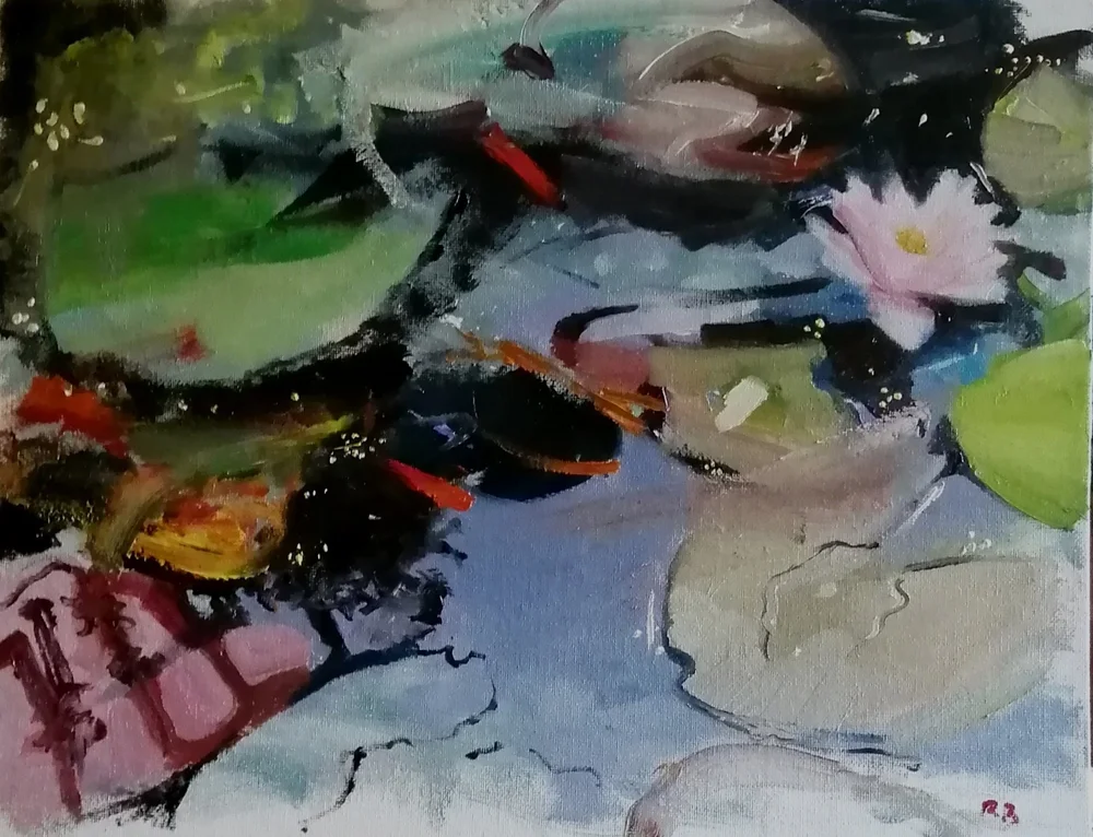  Pond patterns (2025) Oil on board 31×26cm SOLD 