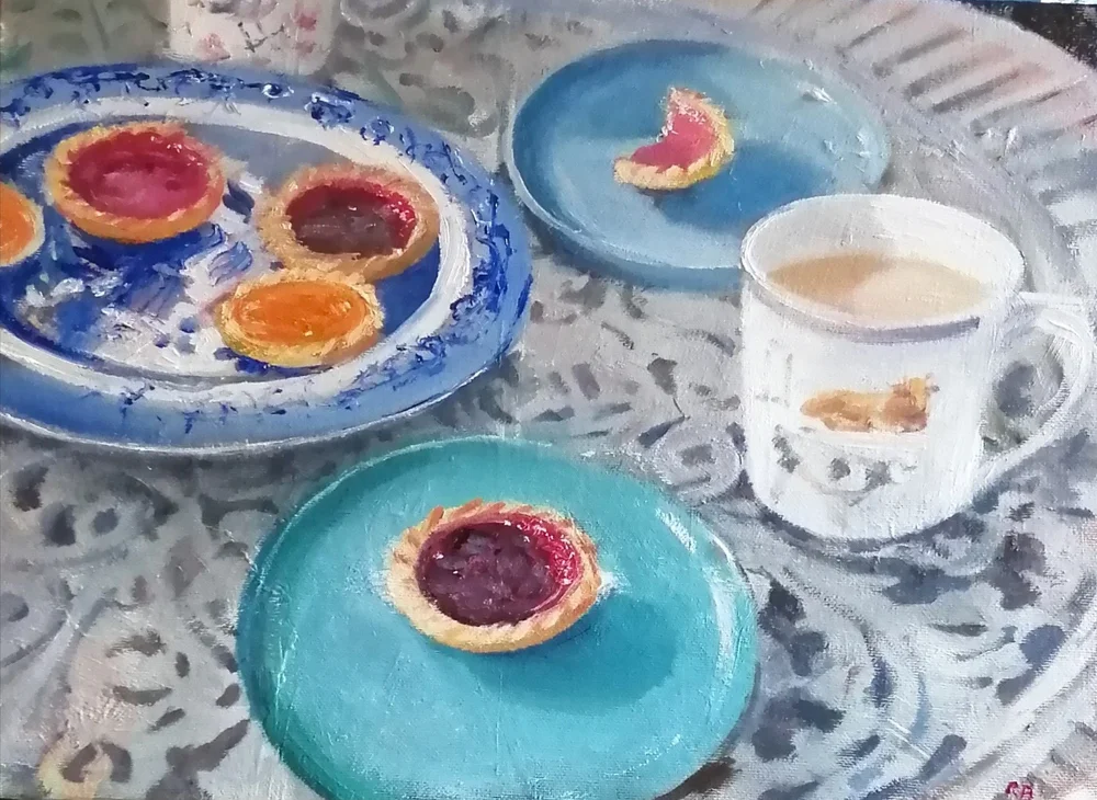  Everything stops for tea (2025)  Oil on board  40×30cm  SOLD 