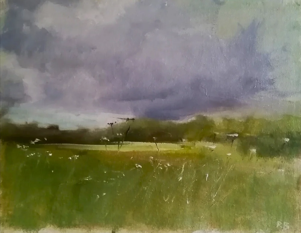  Clouds over Strawberry Hill (2025)  Oil on board  36×28cm  £480 