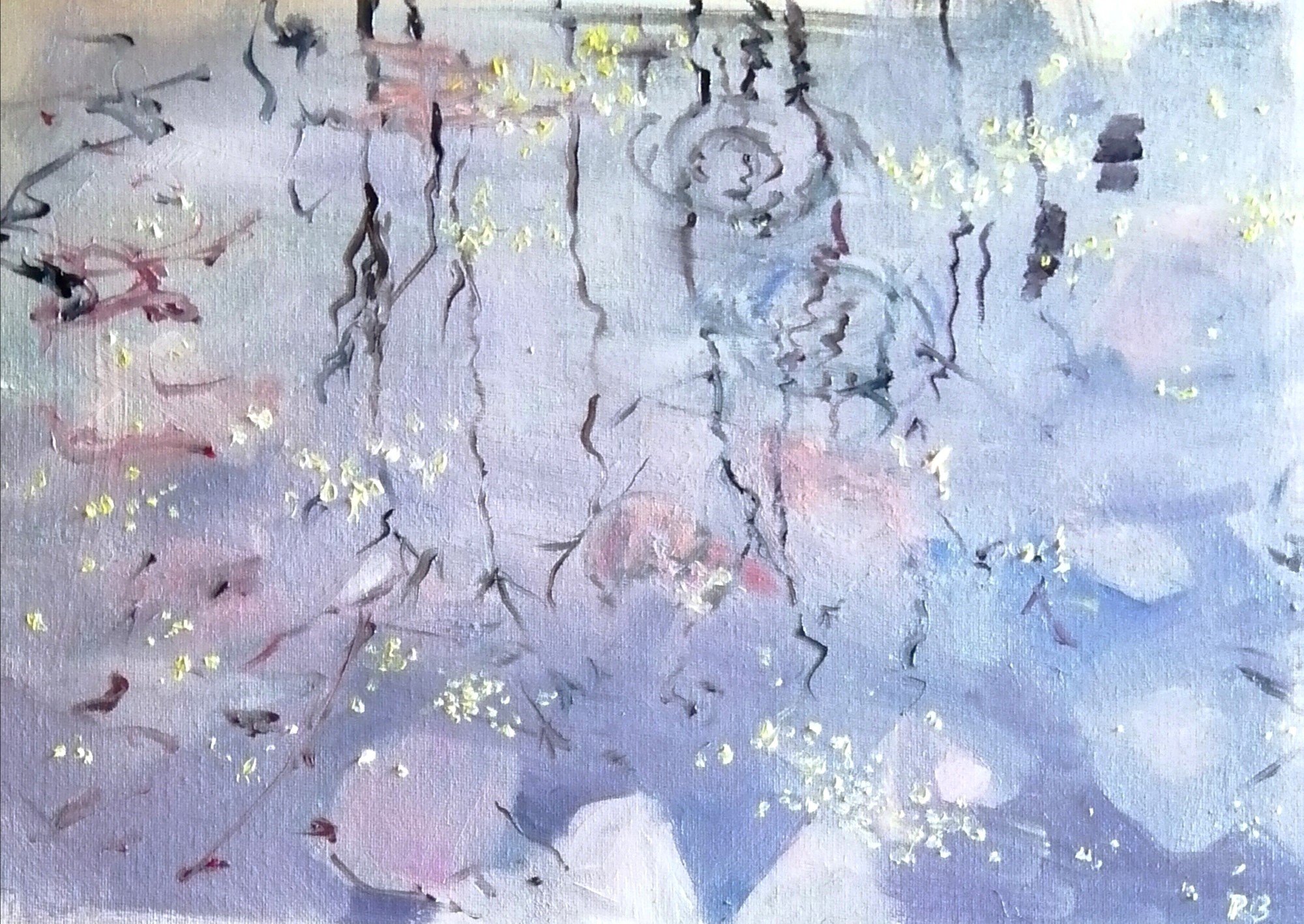  Winter raindrops (2026)   Oil on board  36×25cm  £500 