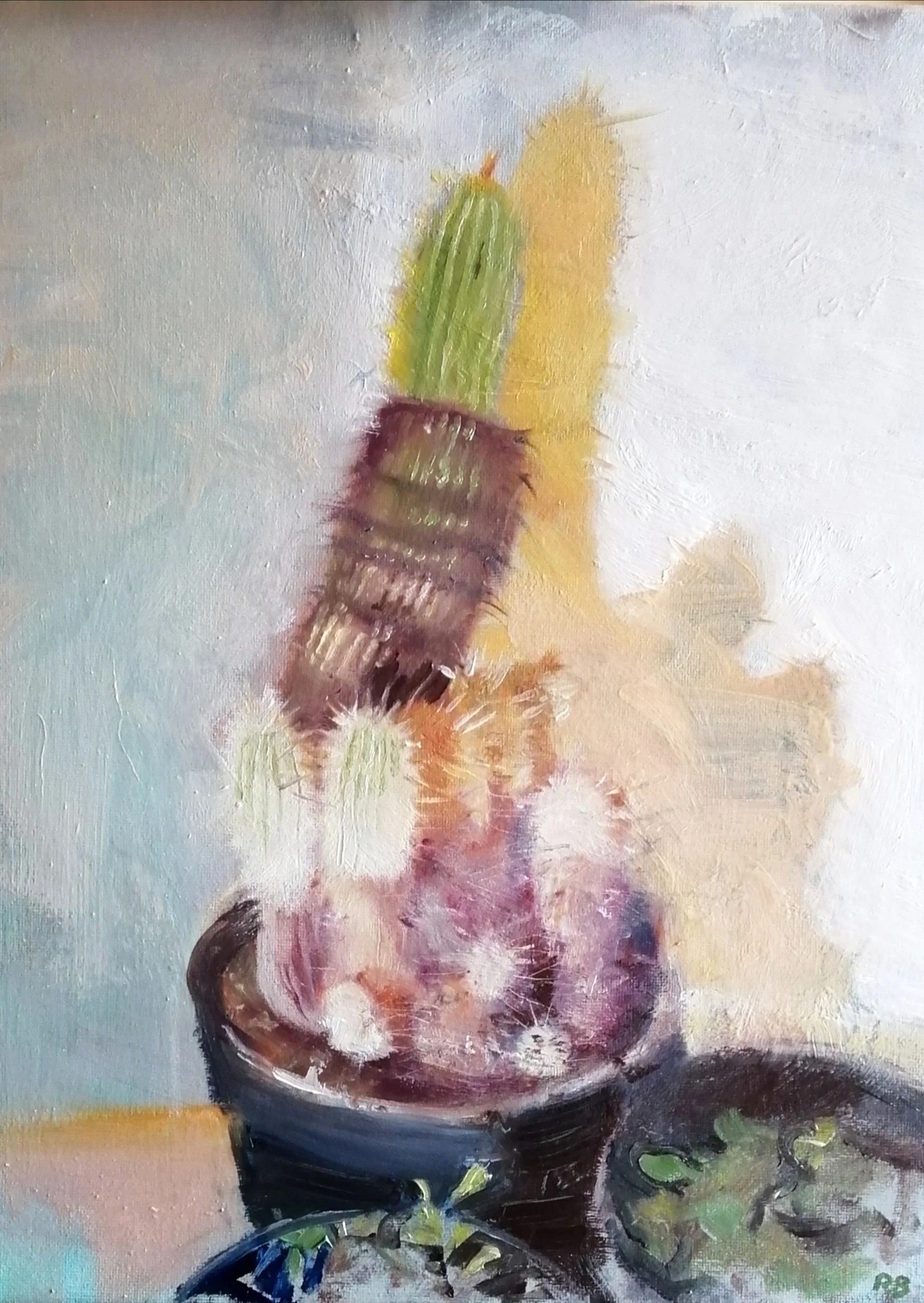  Night cactus (2026)   Oil on board  30×40cm  SOLD 
