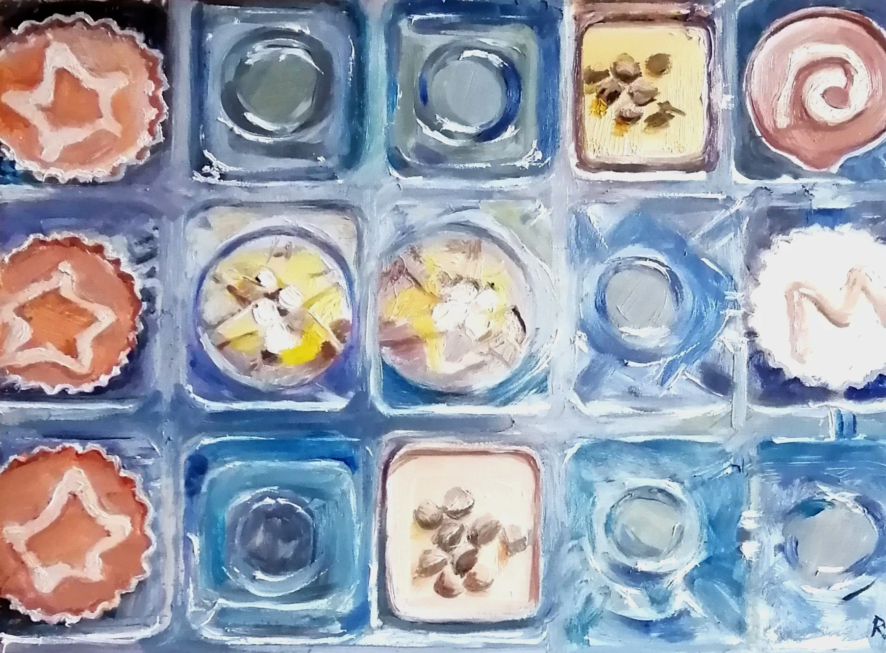  Say it with chocolates (2026)   Oil on board  31×23cm  £500 