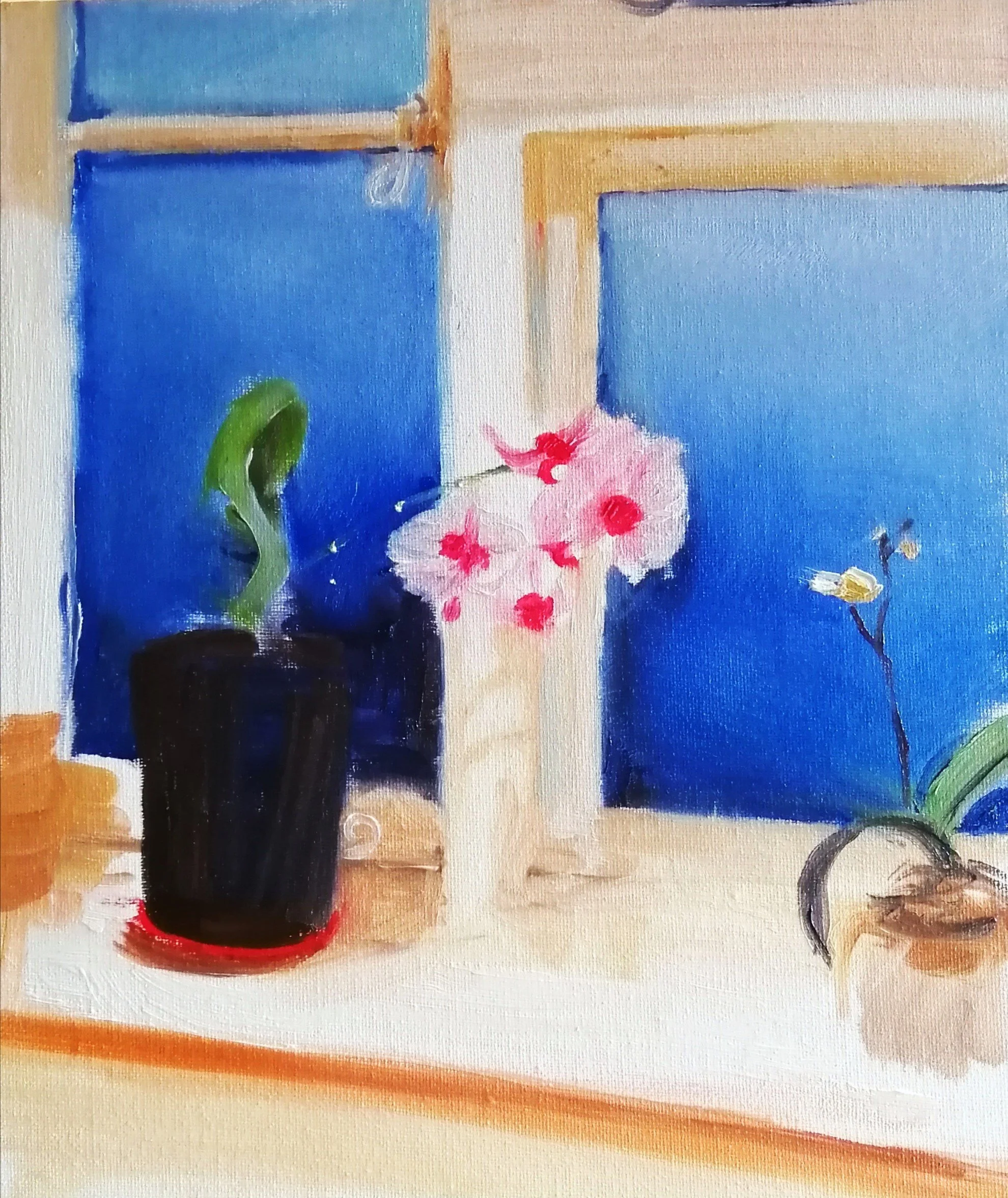  Fade to blue, day 1   Oil on board 