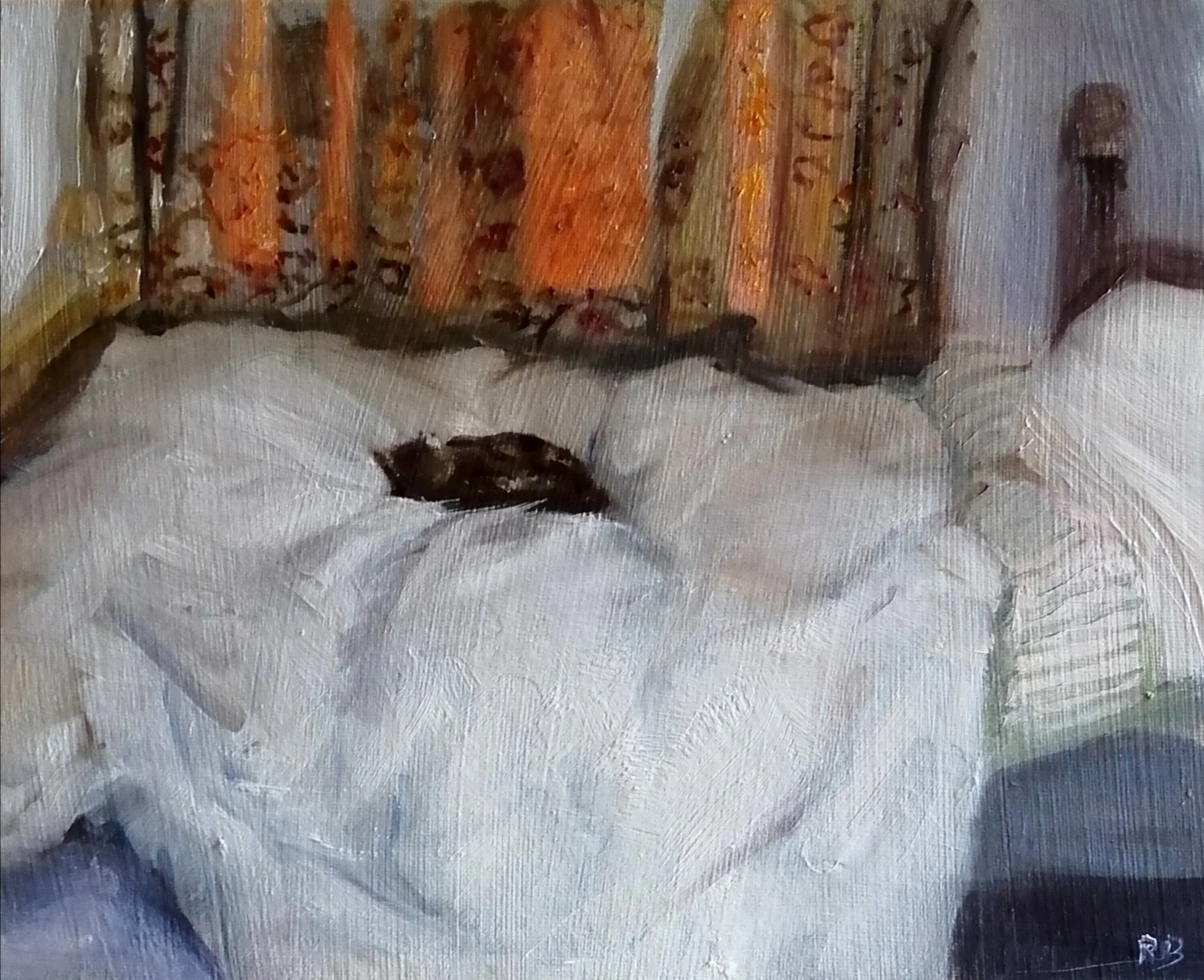  Recovering cat (2026)   Oil on board  31×26cm  SOLD 
