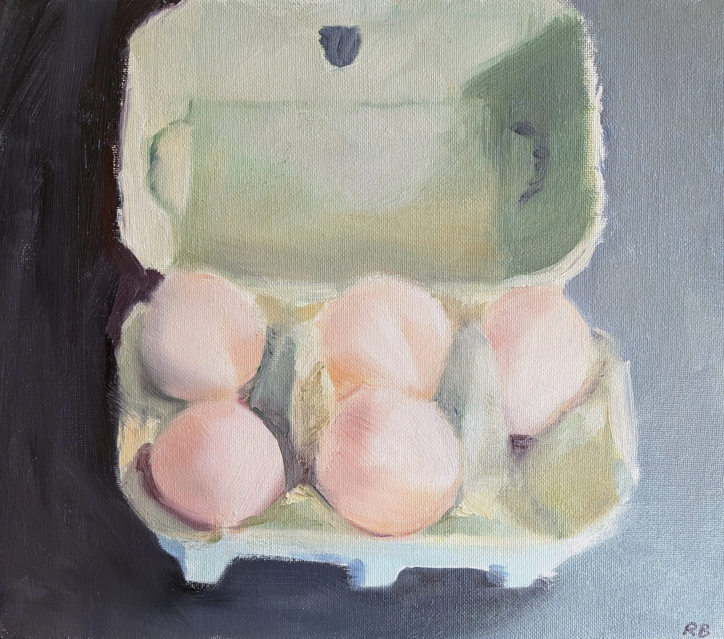  Five duck eggs   Oil on board 