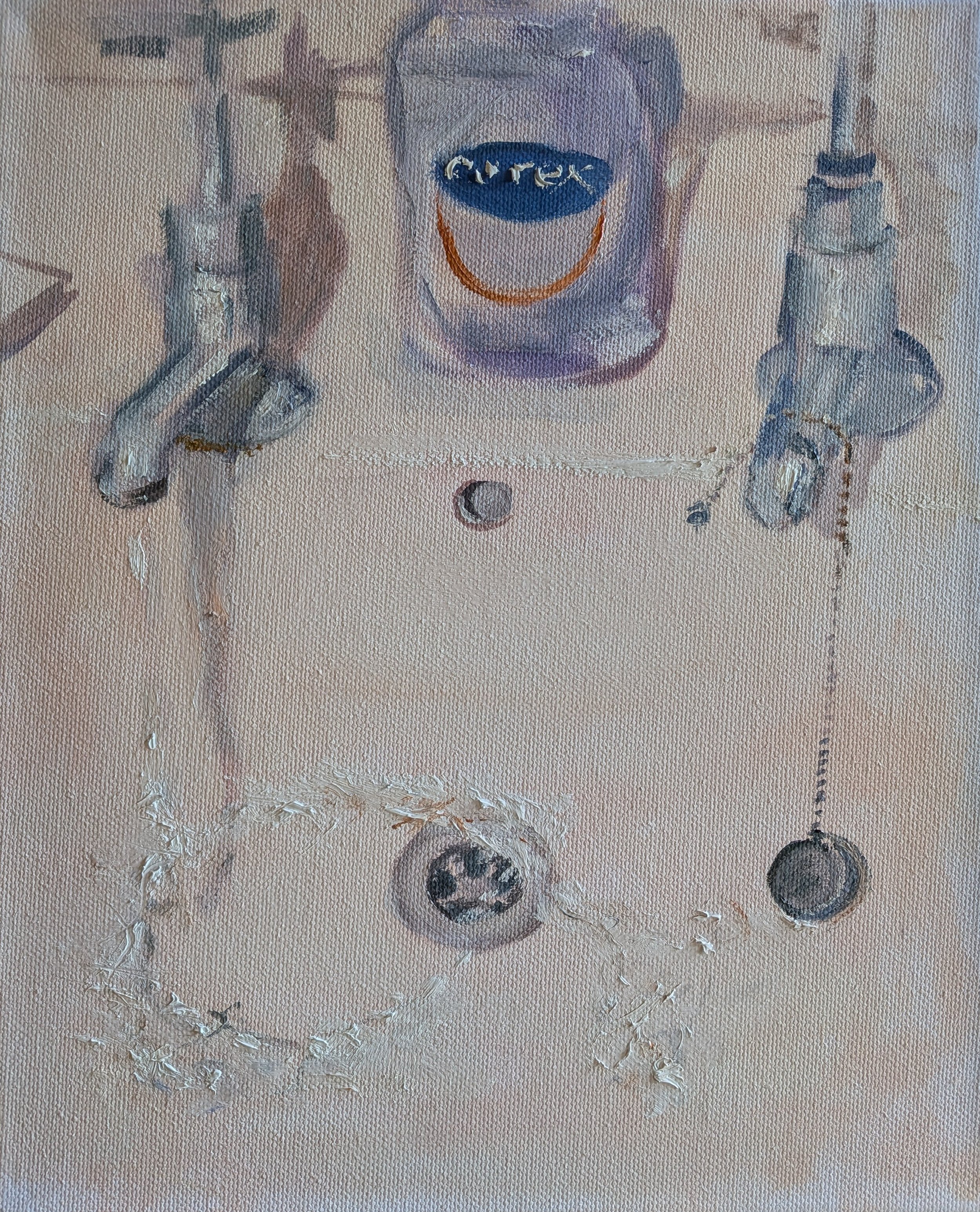  Plug hole, day 1   Oil on board 