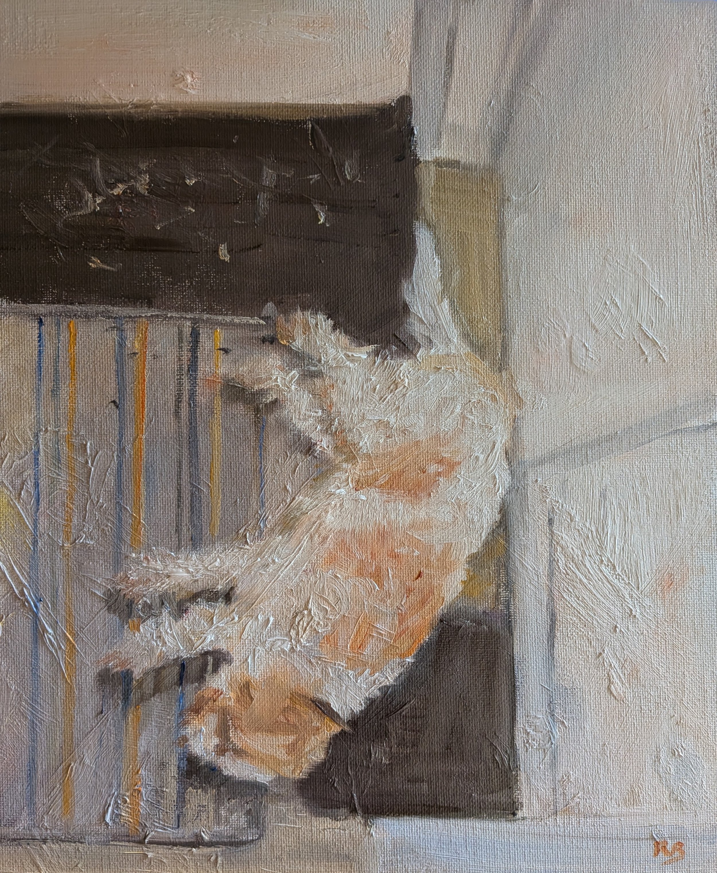  Doormat dog (2026)  Oil on board  26×31cm  SOLD 