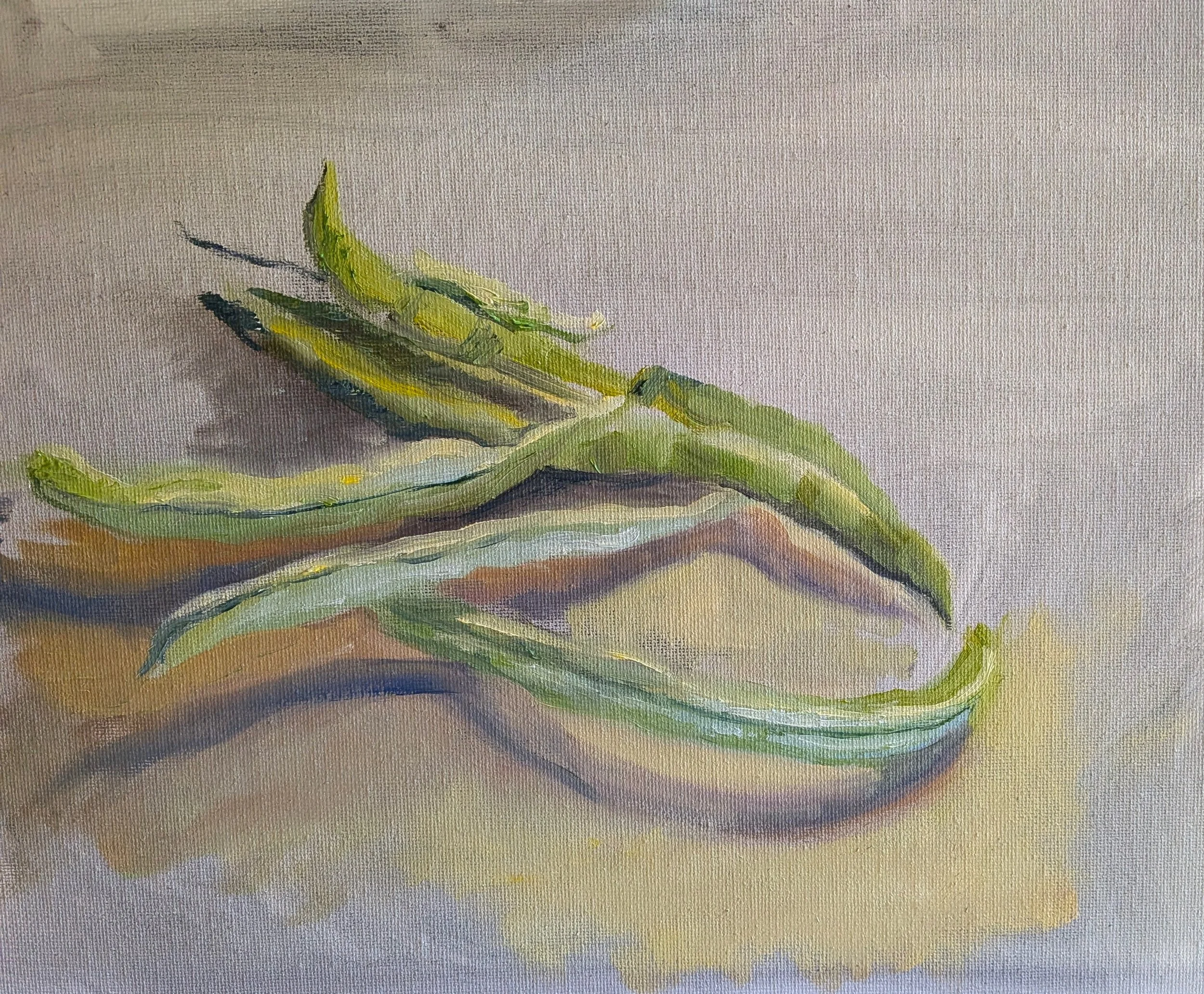  Garden beans   Oil on board  31×26cm 