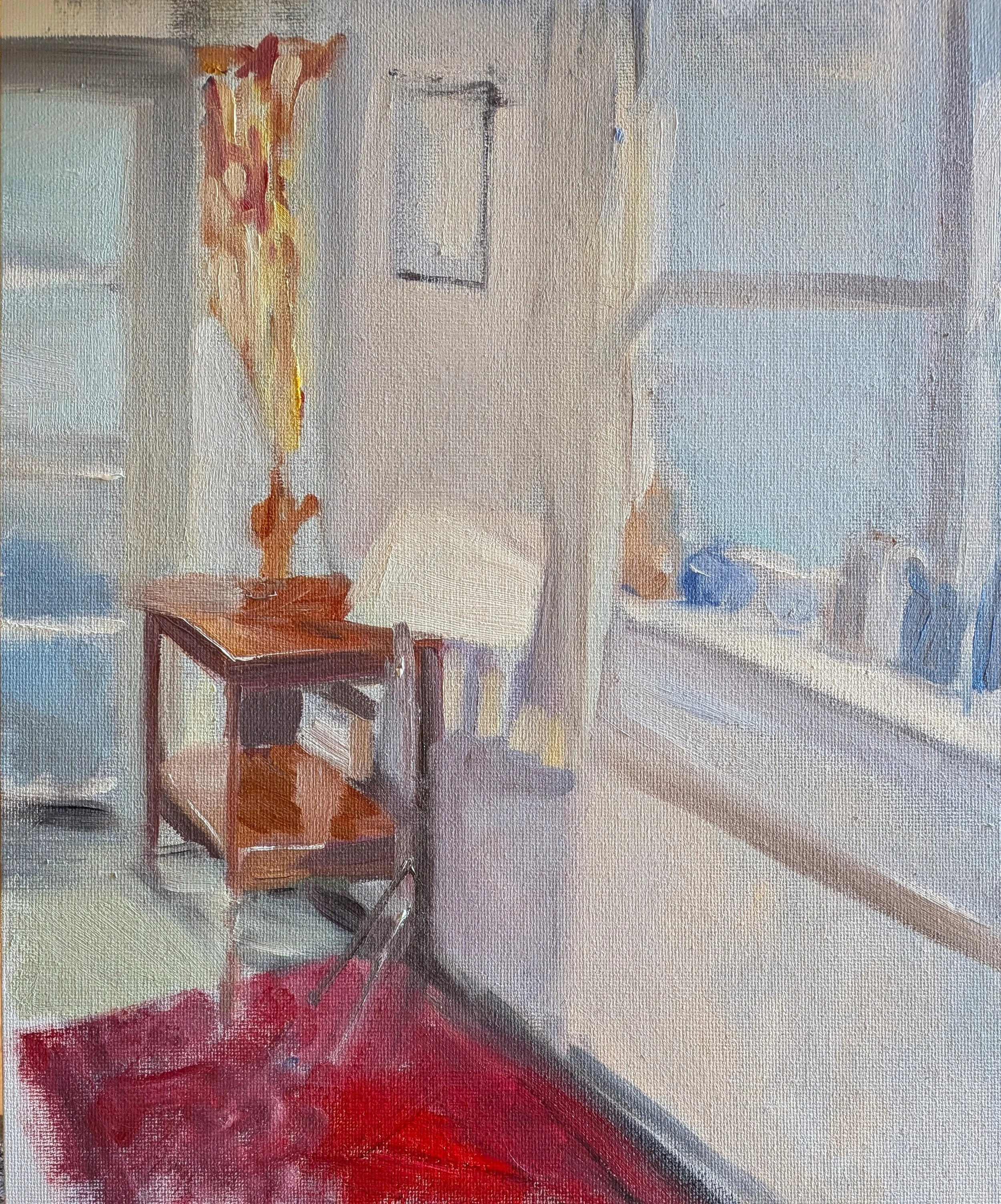  Interior with music stand   Oil on board 