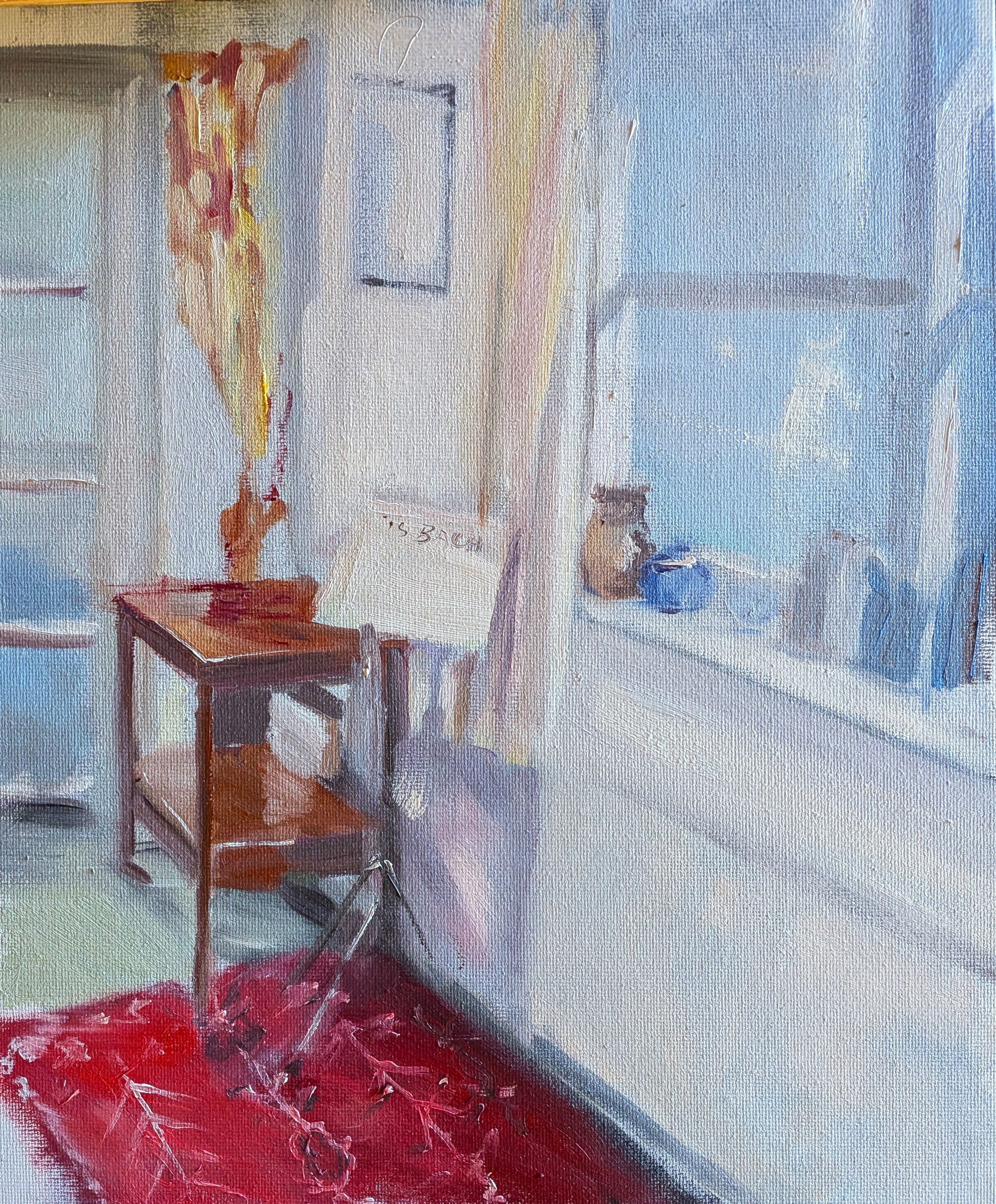  Interior with music stand   Oil on board 