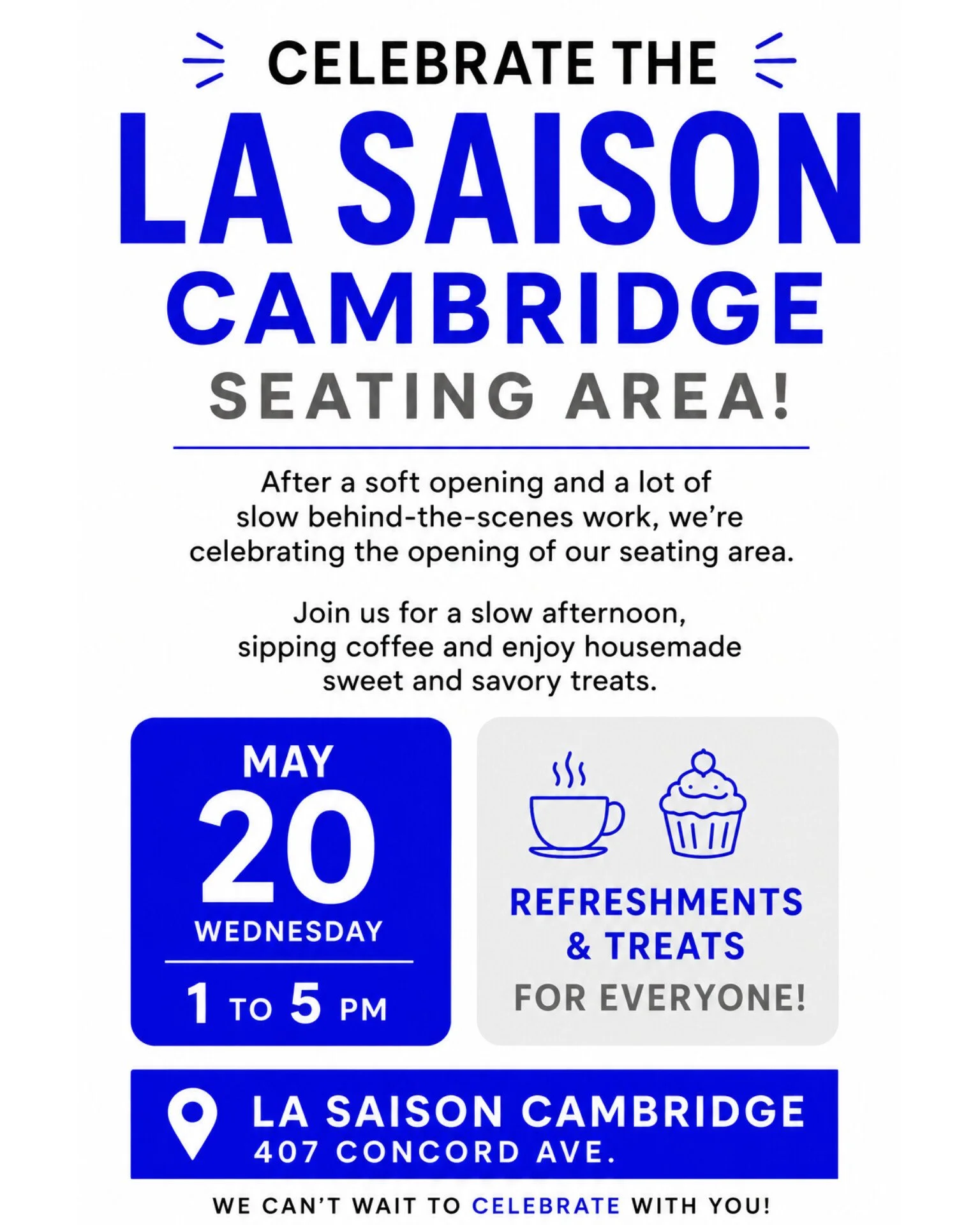 Cambridge Seating Area Opening Party