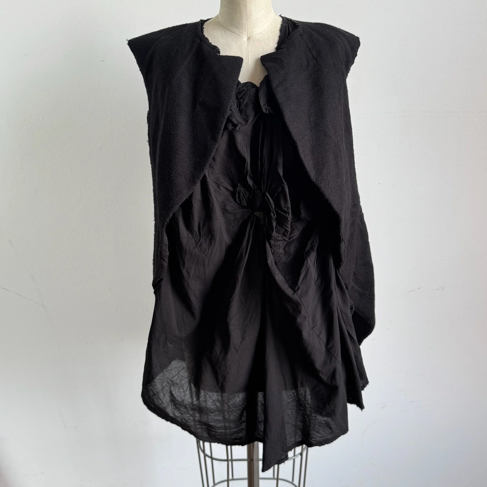 COMME DES GARCONS Sculptural Layered Black Vest Top
