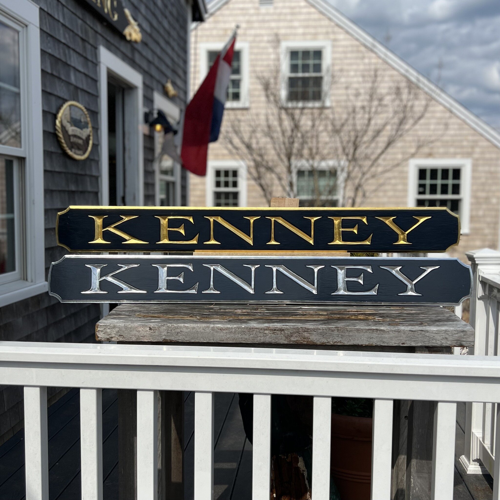 Silver or goldleaf? Custom quarterboard house signs. See more at kukstis.com

 #handcarved #functionalart #goldleaf #handcarvedsigns #scituatewoodcarver #madeinmassachusetts #housesigns #scituateharborma #greatgiftideas #weddinggifts #coastalliving #