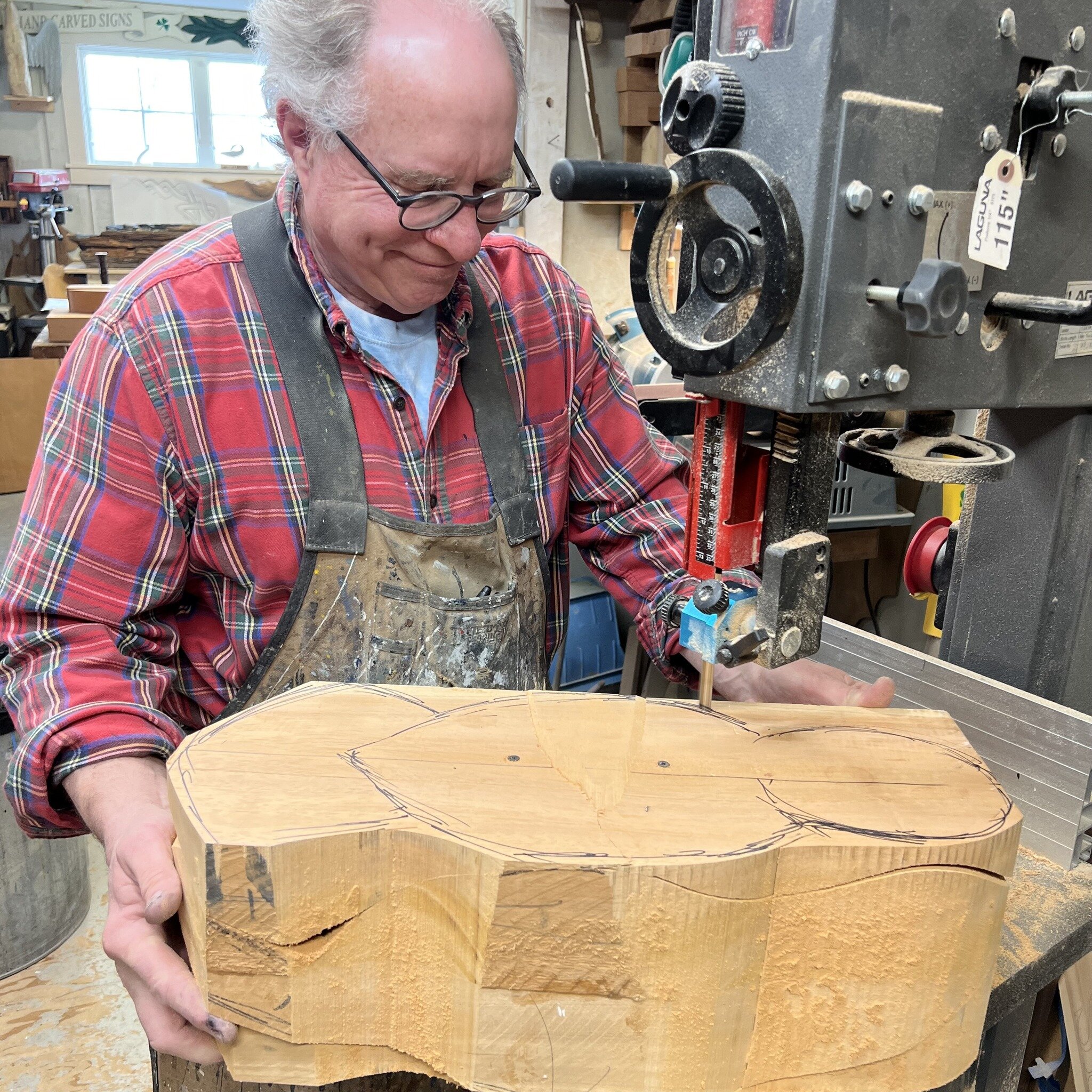 Putting the bandsaw through a good workout

 #scituatewoodcarver #scituateharborma #scituate #bostonsouthshore #igbostonsouthshore #southshorema #custommade #woodcarvedart #folkartist #woodcarved #woodcarvingstudio #woodsculpture #bardowl