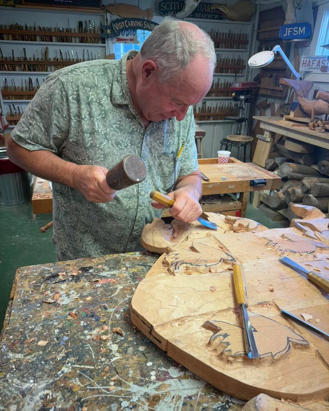 Working on a nice artistic piece&hellip;a family crest that will be part of an address sign&hellip;started with some Spanish cedar glued up and cut to size, then the carving started 

#woodcarvings #woodcarvingart #woodenart #woodcarversofinstagram #