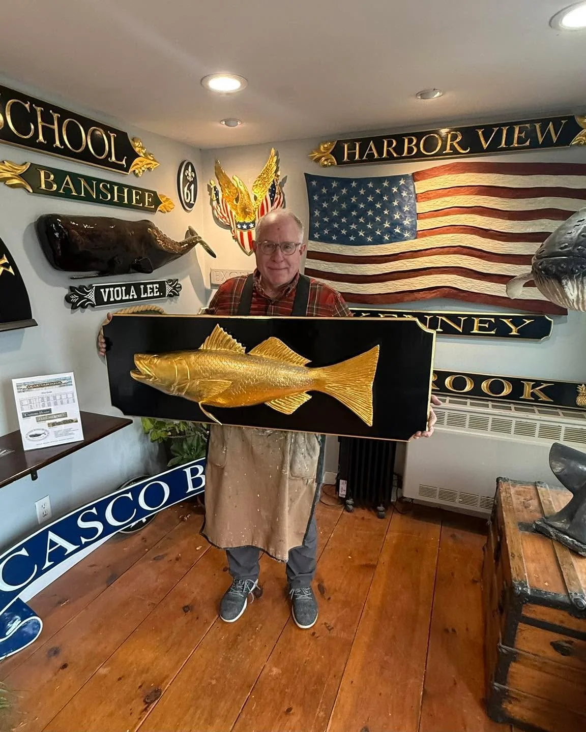 36&rdquo; Striped Bass, hand carved &amp; gilded mahogany&hellip;a commissioned piece recently completed. 

#woodcarvings #woodcarvingart #woodenart #woodcarversofinstagram #handcarvedwood #woodendesign #woodcarver #woodcarving #woodendecor #folkart 