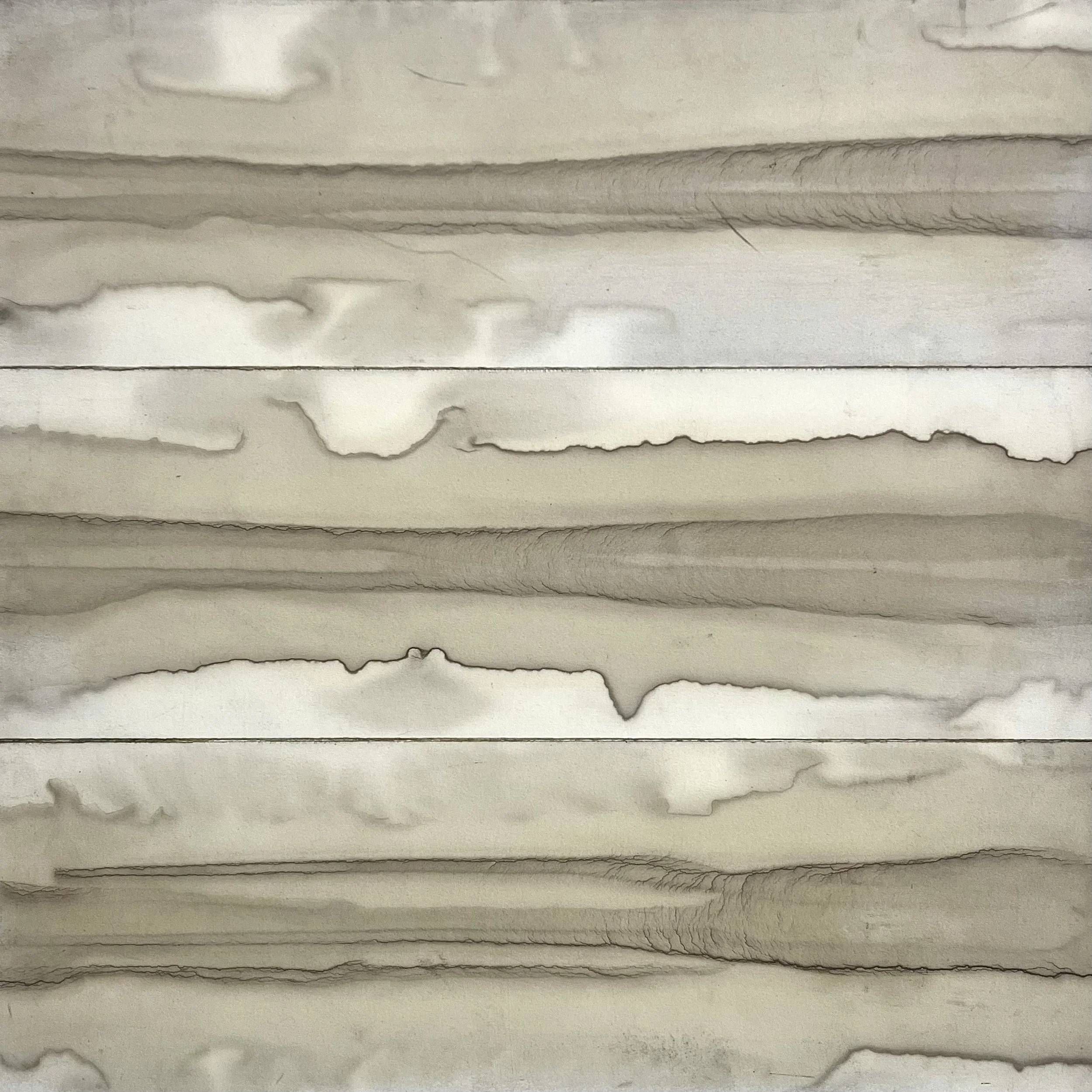 Bitumen Landscape, 2004-2026, used motor oil on paper mounted on canvas, 24"x24"x1", $2,400