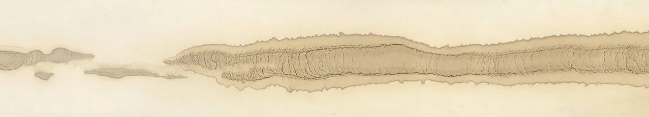 Archipelago, 2004-2026, used motor oil on paper, 8" x 49"