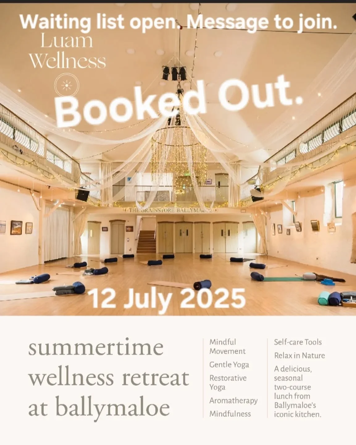 ✨ Fully Booked! ✨
The Summertime Wellness Retreat at Ballymaloe is now officially booked out 🌿

Thank you so much to everyone who booked &mdash; I&rsquo;m truly grateful and excited to share the day with you.

If you missed out and would like to joi