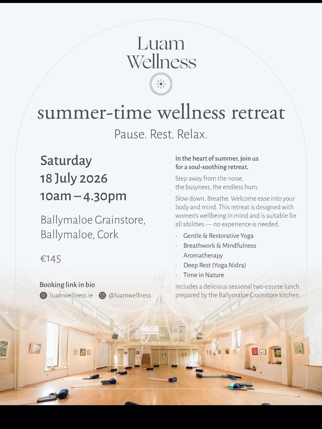A gentle summer day at Ballymaloe Grainstore 🌿

I created this day as a space for women to step away from the busyness and give themselves time to slow down, breathe, and properly rest.

Each year, women who come speak about how different they feel 