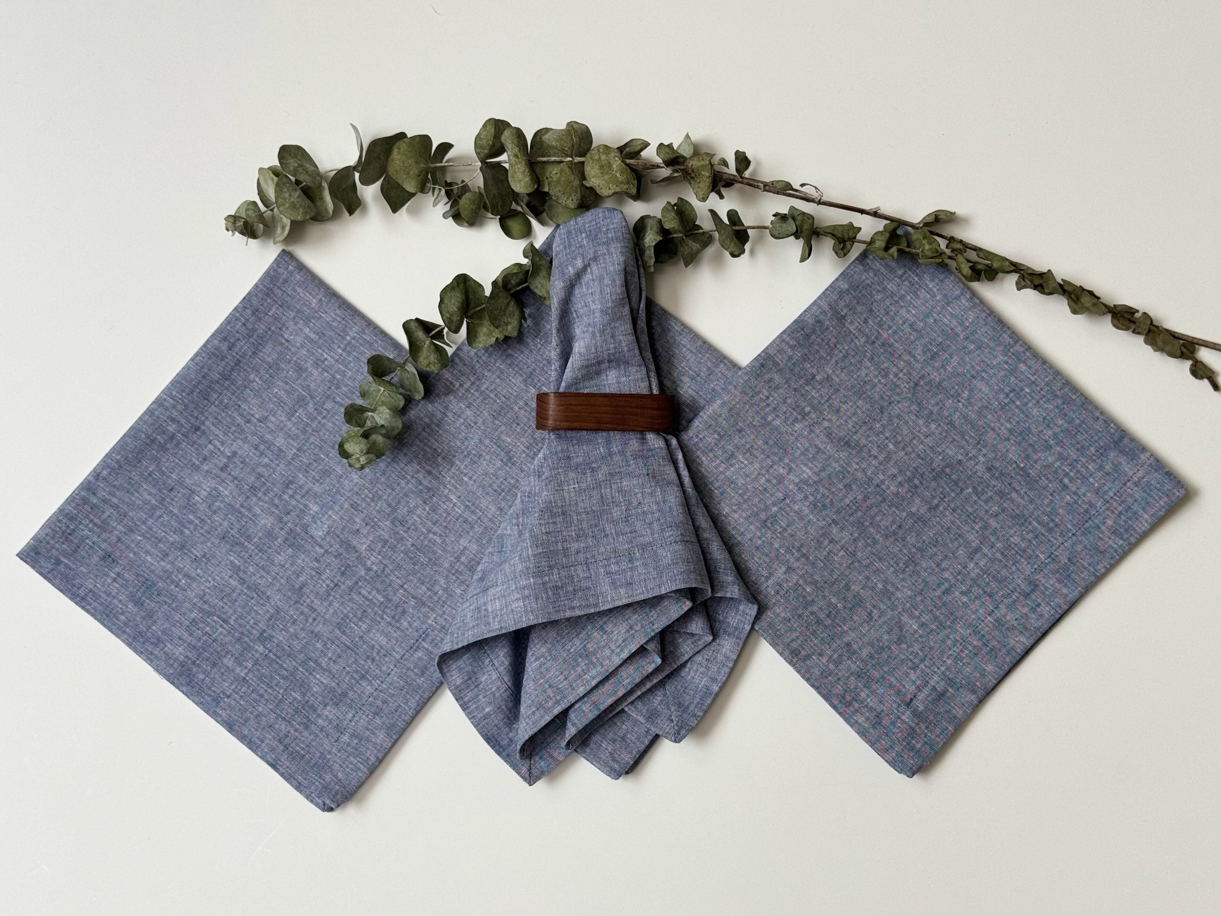 Servilletas Lino Algodón Azul (Set 4 piezas)