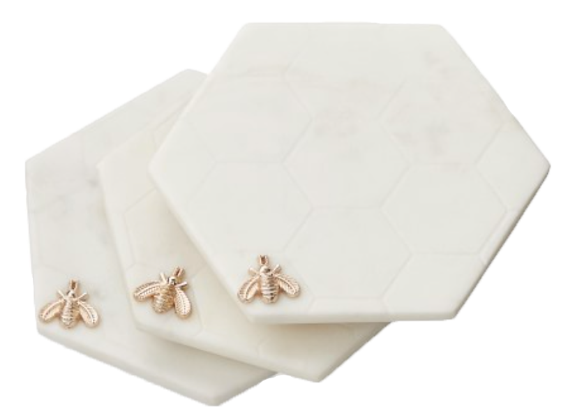 Marble Honeycomb Coasters, Set