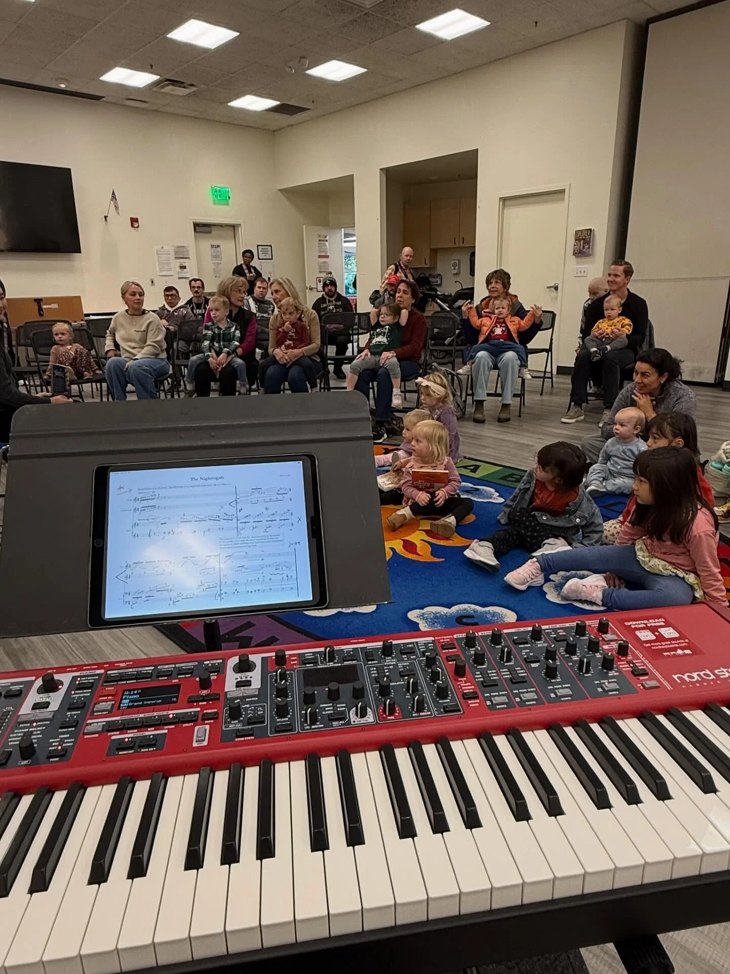 This morning&rsquo;s view: Story time with @renochamberorchestra musicians @ruthelizard and @karlitos_arbusto in the charming trio version of The Nightingale by @kevinwilkslau_composer