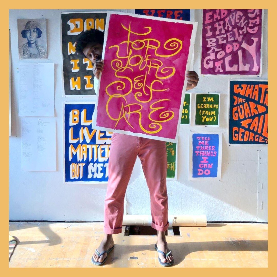 Pictured you see George, the amazing multihyphenate &amp; Creative Director at @mccalmanco, in front of his powerful artwork. What I love most about his social media offerings is his writing in chorus with his imagery. His newsletters feel like a bea