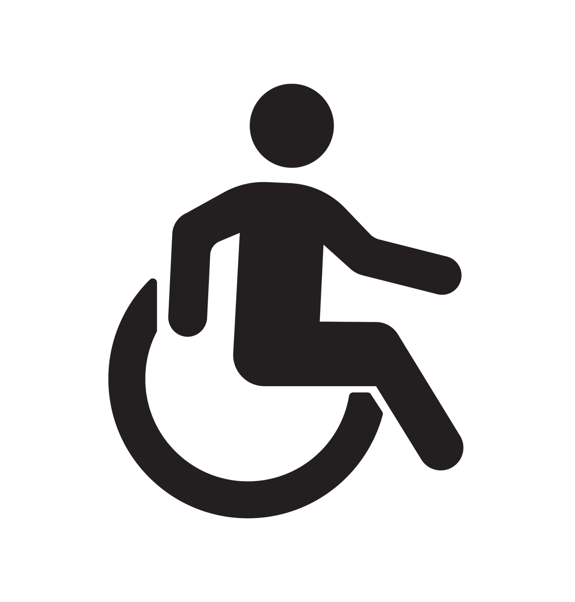 Icon of a person in a wheelchair, representing accessibility.
