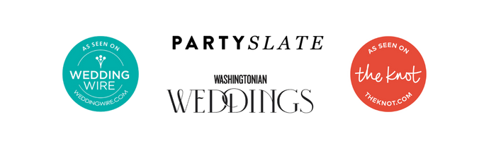 Logo with text referencing the Webby Awards, The Knot, and an award badge from The Knot stating it was seen there.