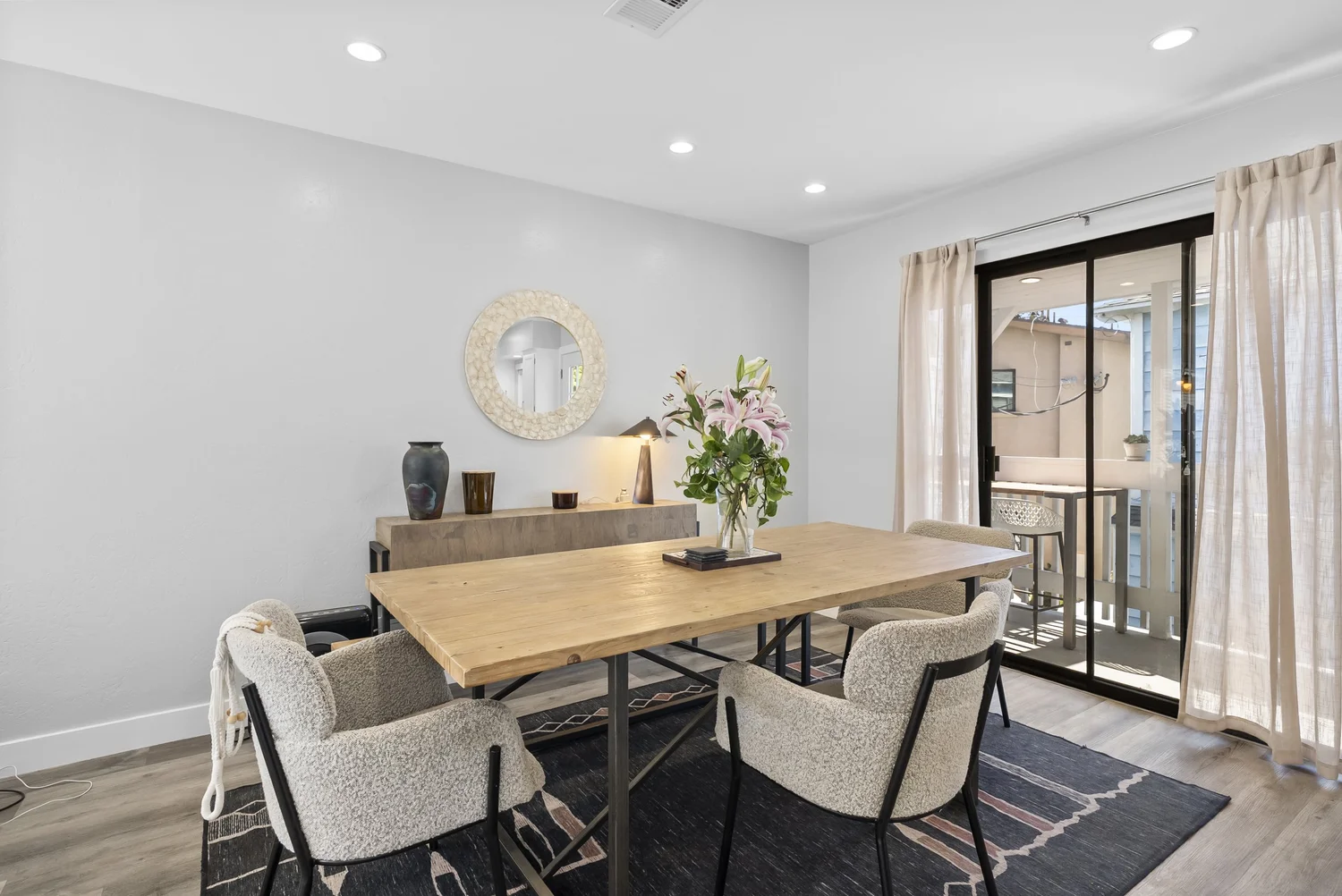 Dining area with sliding door to the patio