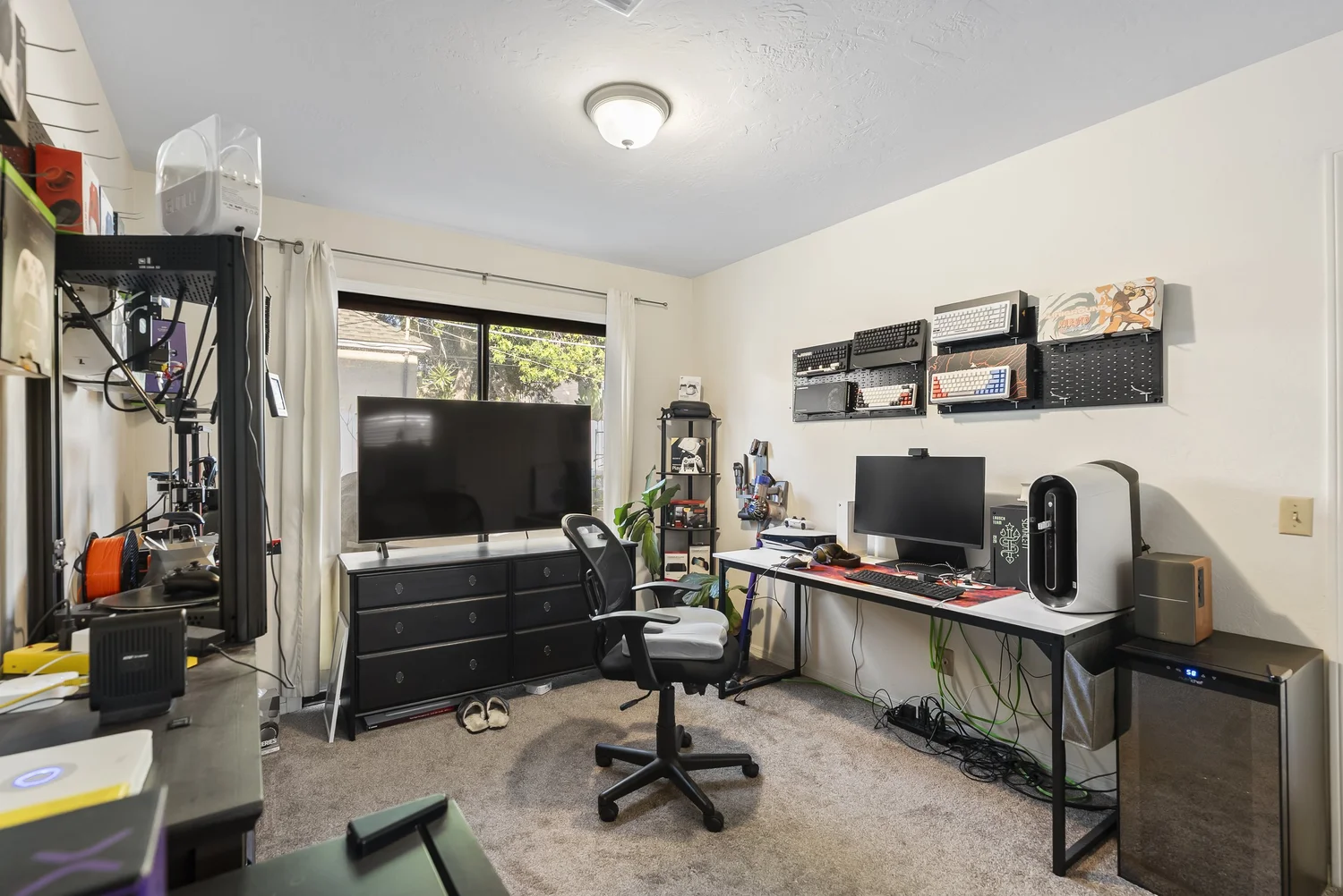 Bedroom with desk and shelving