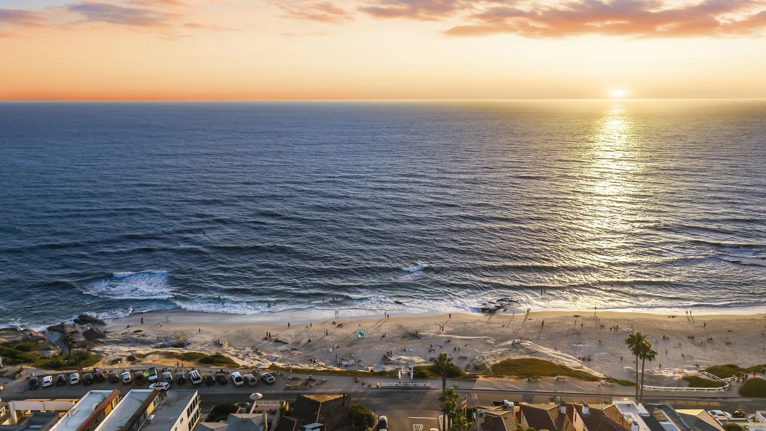 Sunset over the Pacific above the La Jolla coastline