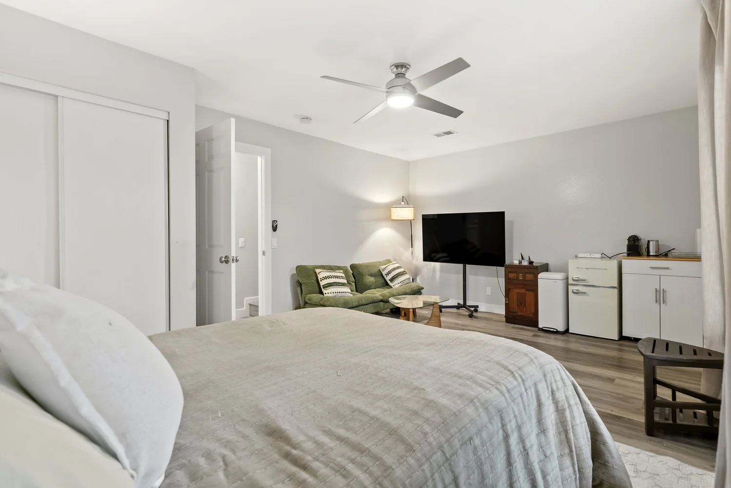 Bedroom with bed and wall closet