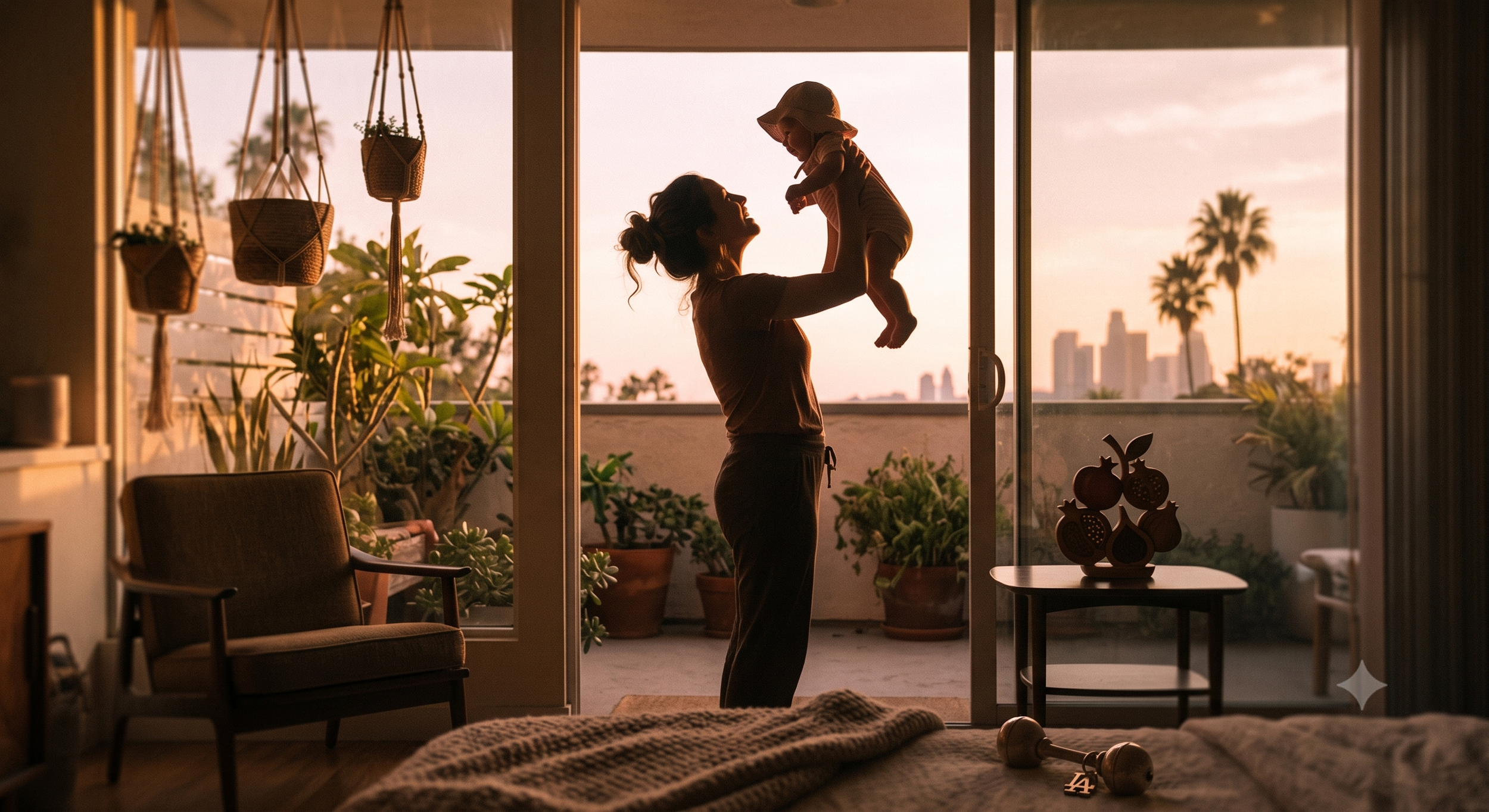 woman holds up her baby after successful fertility journey fertility consulting santa barbara