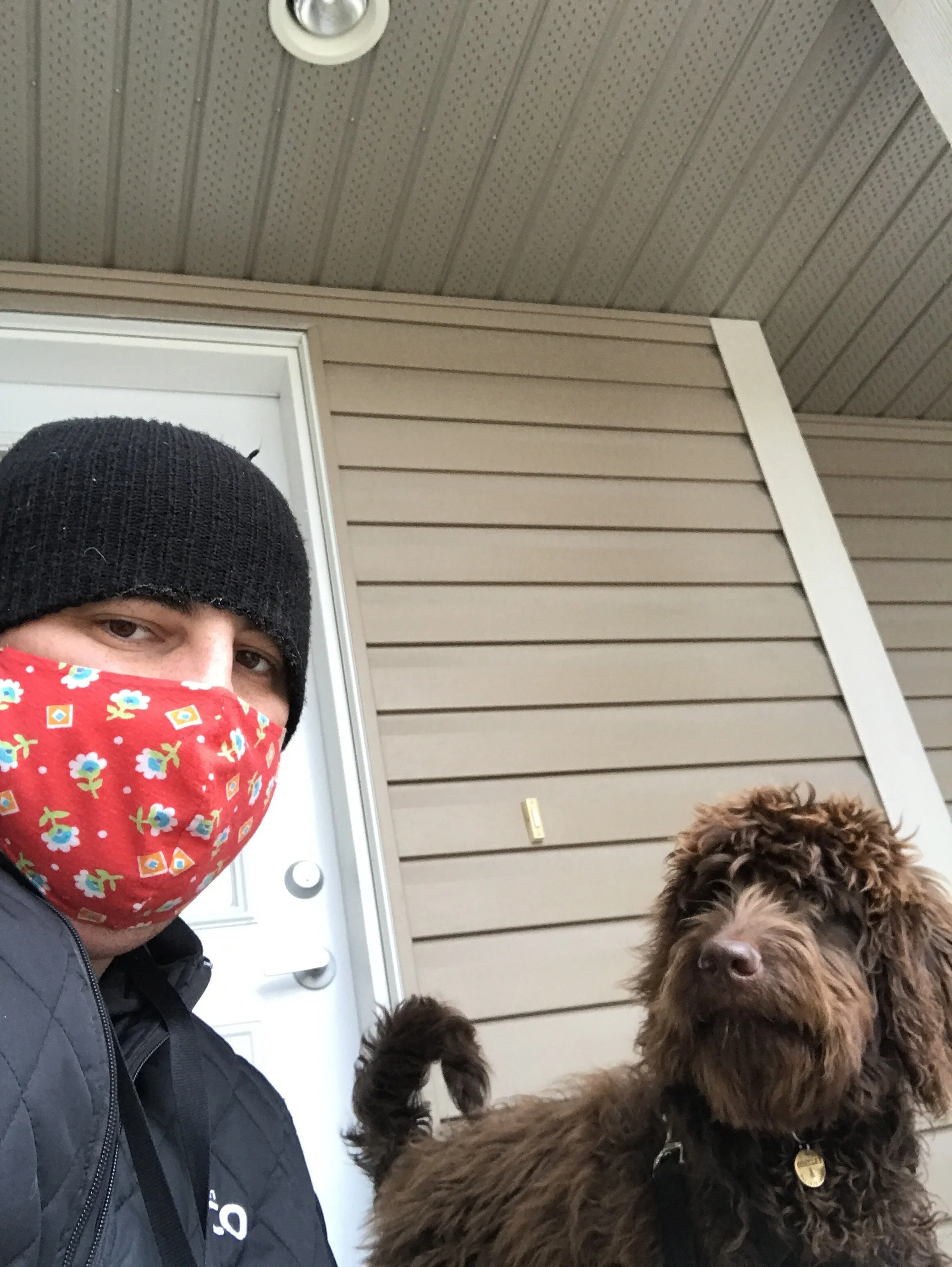Red mask and Bentley selfie.JPG