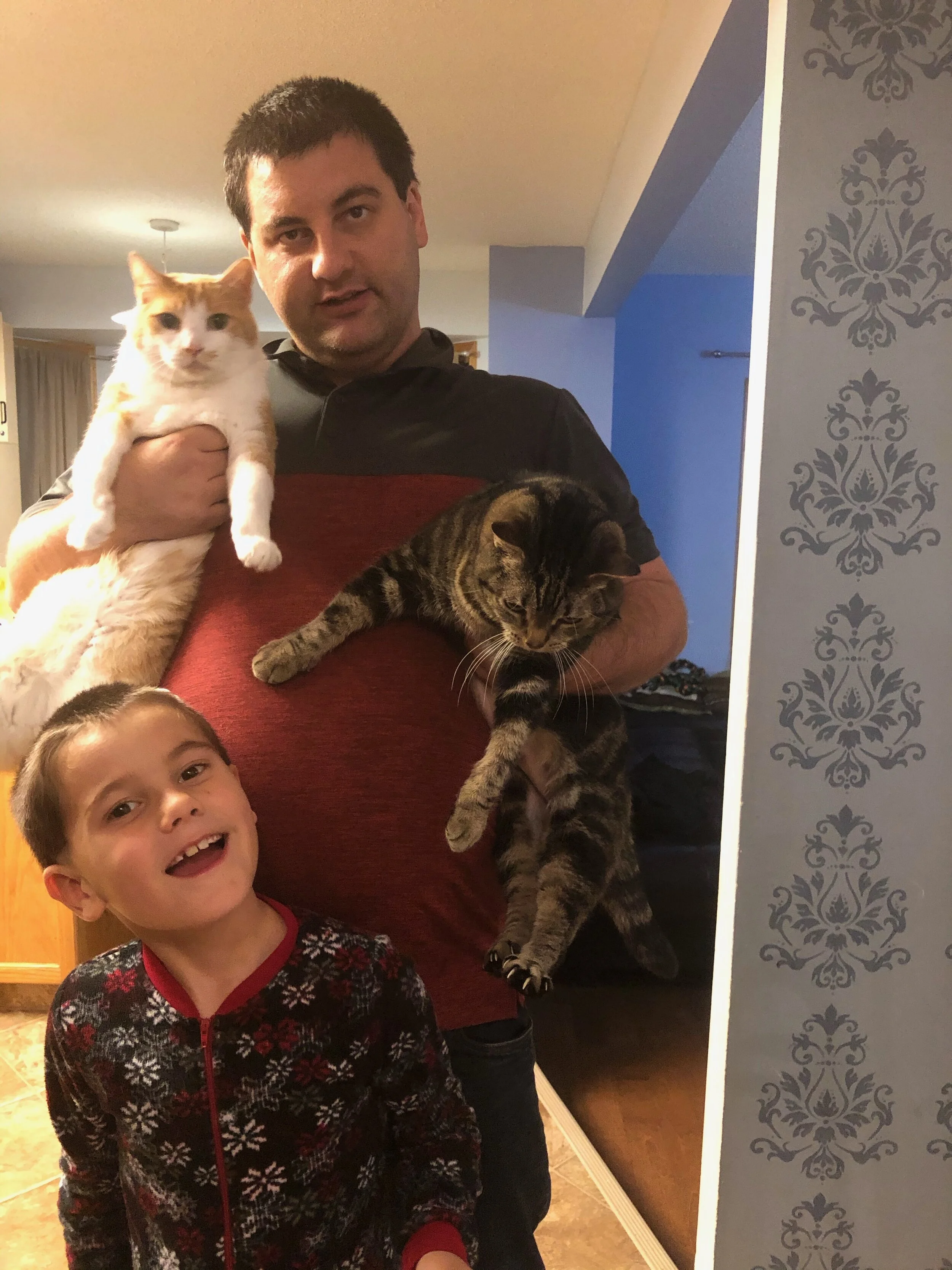 Me and bram with cats.JPEG