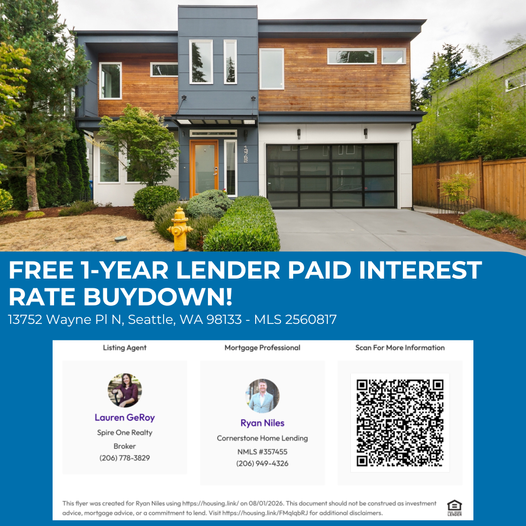 FREE 1-Year Lender Paid Interest Rate Buydown!