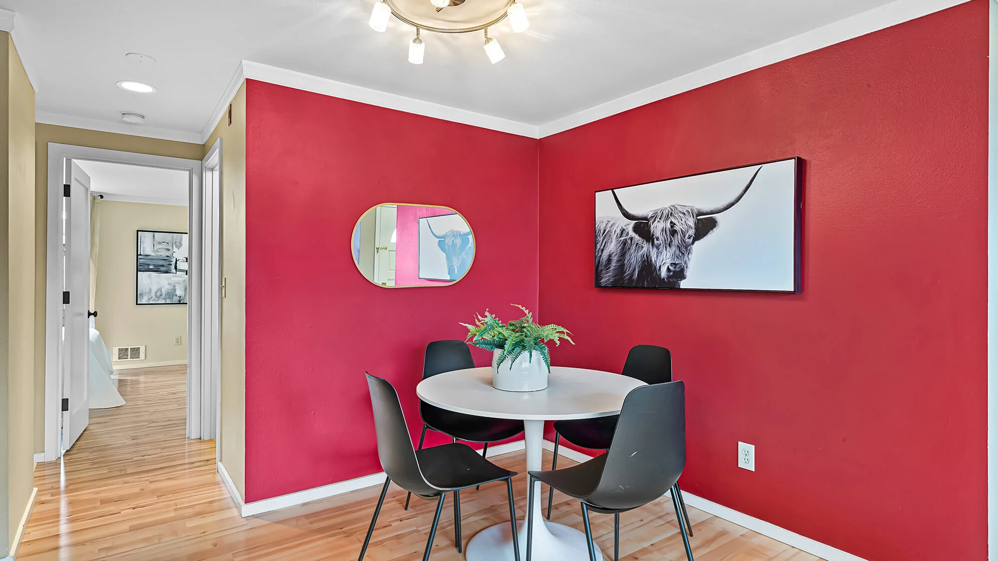 interior of dining area with hardwood floors and  dining table