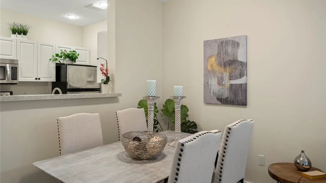 interior of dining room with dining table and chairs