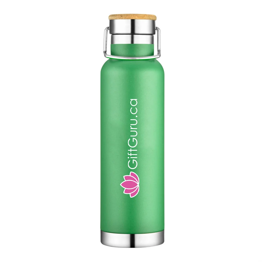 SpringTop Vacuum Bottle - 22oz green with giftguru.ca logo