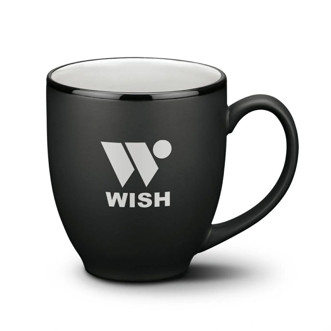 16oz custom promotional cafe mug toronto matte black with white
