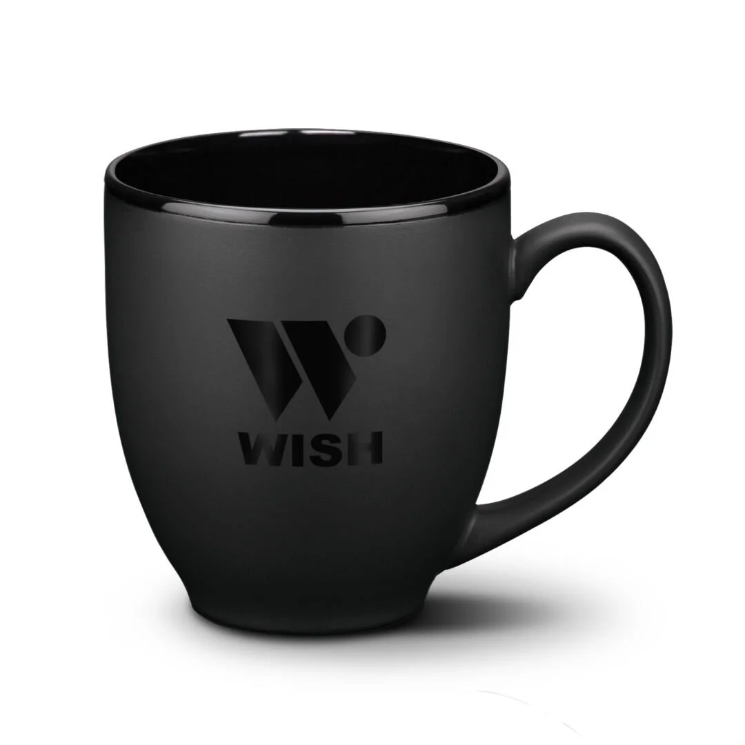 16oz custom promotional cafe mug toronto matte black with black