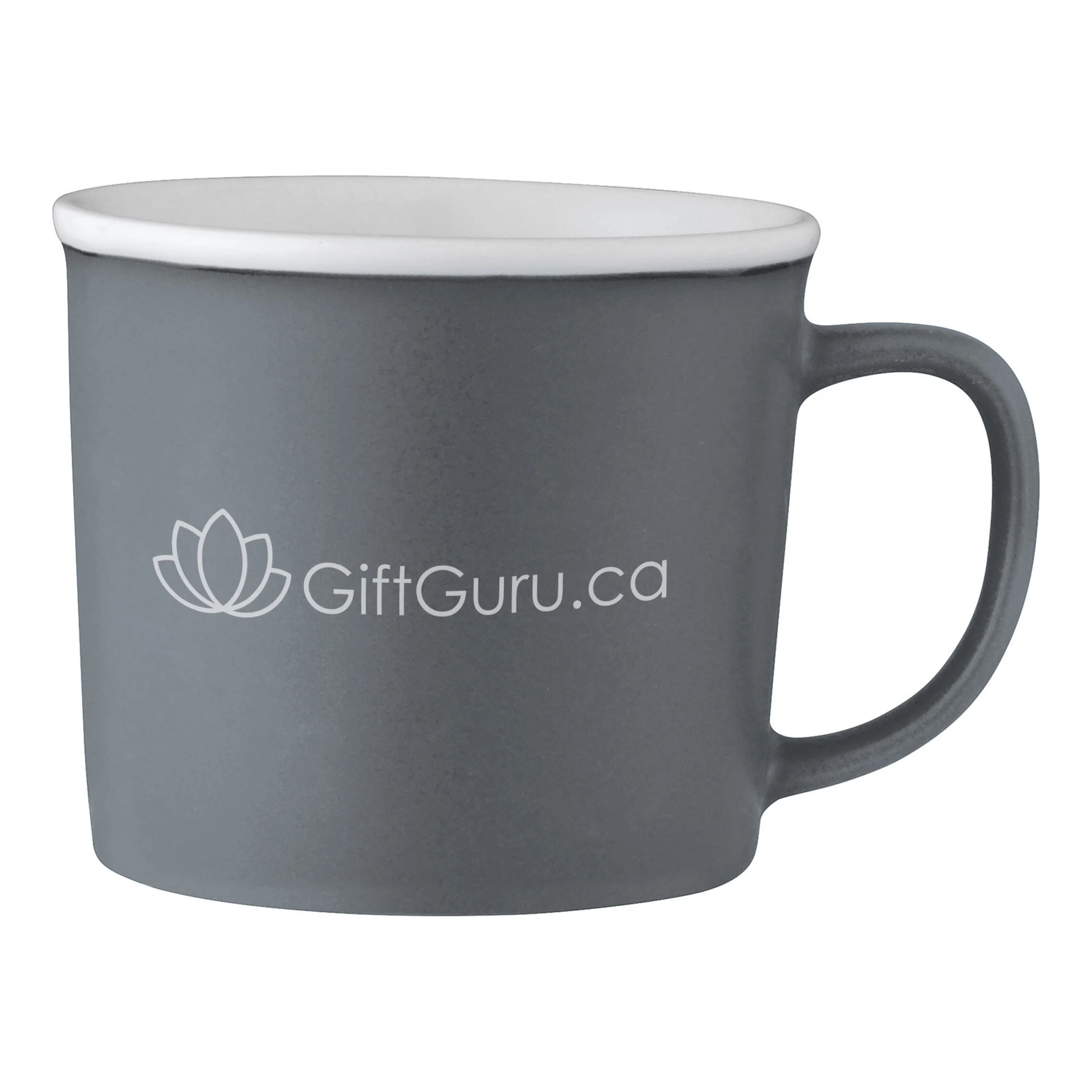 axl 12oz custom promotional mug toronto grey with giftguru.ca logo