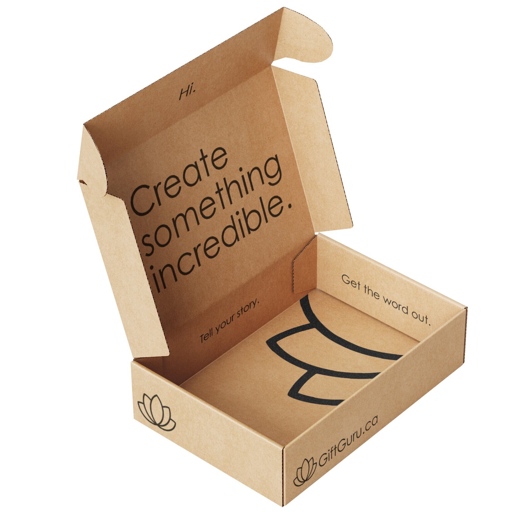 custom printed kraft gift box open