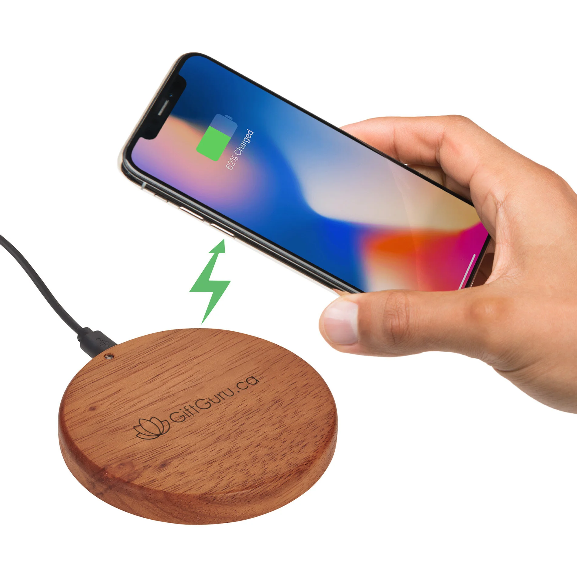 Branded Logo Natural Wood Wireless Charging Pad Toronto Canada