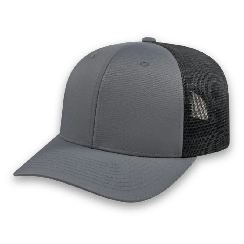charcoal grey and black PREMIUM Original Trucker Cap Embroidered promotional caps with corporate logos in Toronto Canada
