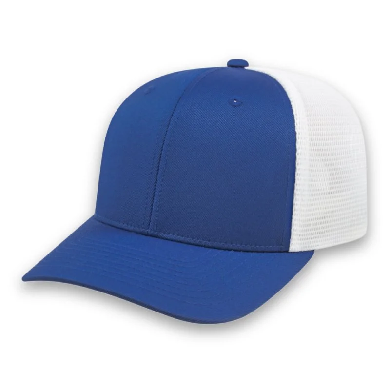 royal blue and white PREMIUM Original Trucker Cap Embroidered promotional caps with corporate logos in Toronto Canada